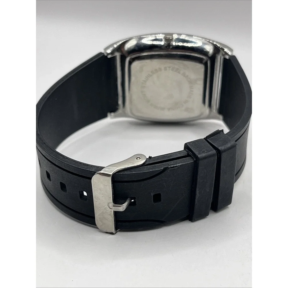 Côte d'Azur Men's Quartz Watch Black Resin Band Silver 38mm Case- New Battery‎